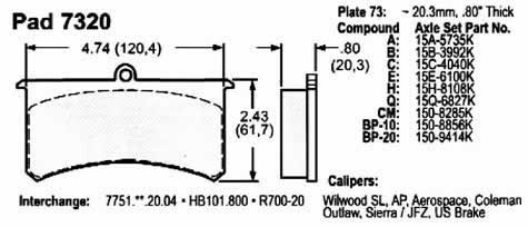 BRAKE PAD, WILWOOD, COLEMAN SERIES I & II