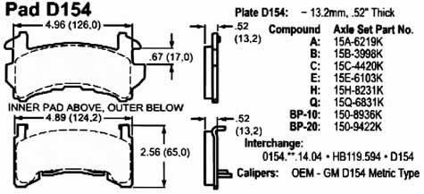 Brake Pad, Wilwood, GM Metric