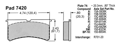 BRAKE PAD WILWOOD, 7420, A COMPOUND