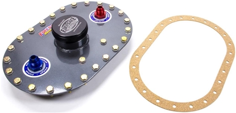 Fuel Cell, Top Plate, Steel, 2-1/2" Screw On Cap, -8 Pick Up, -8 Vent