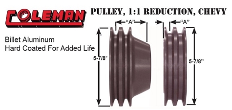 PULLEY, 1:1 REDUCTION, CHEVY