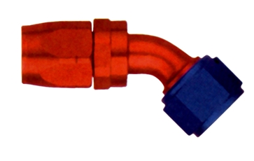 HOSE FITTING, 45 DEGREE, SWIVEL, ALUMINUM