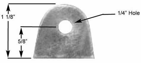 TAB, CHASSIS, RADIUS END, 1/4" HOLE