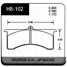 BRAKE PAD, HAWK, HB-102 SERIES, WILWOOD / AP RACING